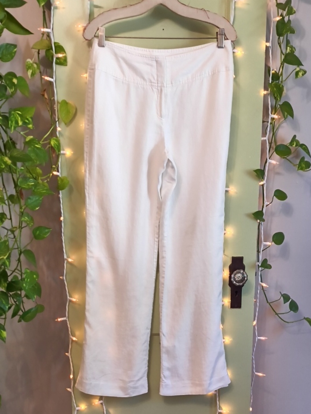 Women's Worthington White Linen Lined Wide leg Dress Pant 6